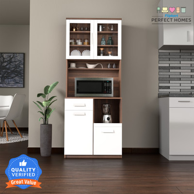 Flipkart Perfect Homes Ramsey Engineered Wood Kitchen Cabinet(Finish Color - Melamine SP Walnut & White, Knock Down)