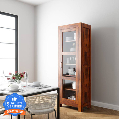THE ATTIC Sheesham Wood Solid Wood Crockery Cabinet(Finish Color - honey, Pre-assembled)