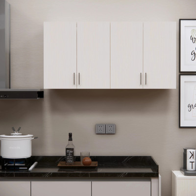 SPECIALITY PANELS 4 Doors Modular Wall Cabinet with 10 years guarantee against Borer & Termites Engineered Wood Kitchen Cabinet(Finish Color - White, Pre-assembled)