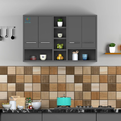 Divysa Kitchen Unit 4 Door Wall Mounted Kitchen Cabinet with Mid 3 Shelf for Kitchen Engineered Wood Kitchen Cabinet(Finish Color - Grey, DIY(Do-It-Yourself))