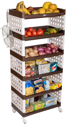 Trendy 6 Tier Multi-Purpose Storage Organizer Rack for Home with Wheels Plastic Kitchen Trolley(DIY(Do-It-Yourself))