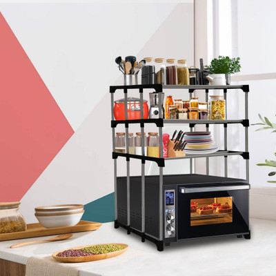 GlowSilk Utensil Kitchen Rack Carbon Steel Multi Functional MicroWave Kitchen Rack