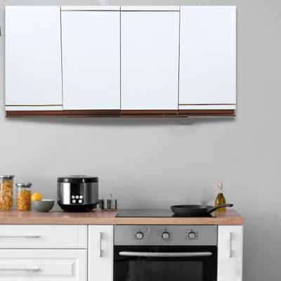 SPECIALITY PANELS 4 Door Modular Wall Mounted multipurpose storage unit with G Profile Handle Engineered Wood Kitchen Cabinet(Finish Color - Pearl White, Pre-assembled)