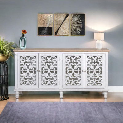 kraft bazaar Solid Wood Crockery Cabinet(Finish Color - Jodhpur Sideboard (L), Pre-assembled)