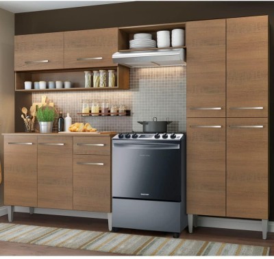 Madesa Compact Kitchen Cabinet Emilly Engineered Wood Kitchen Cabinet(Finish Color - Rustic, Knock Down)