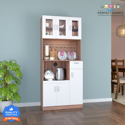Flipkart Perfect Homes Haven Engineered Wood Kitchen Cabinet(Finish Color - Melamine SP Walnut & White, Knock Down)