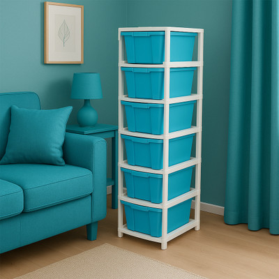 MAXTID 6 layer Blue Multipurpose plastic drawer Wardrobe Drawer Divider(Plastic)