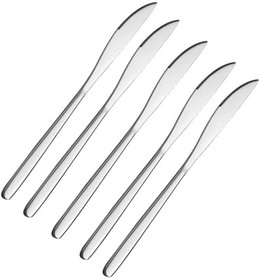 HARVA 5 Pc Stainless Steel Knife Buttering Dinner Table Knives Butter Jam Spreader & Mirror Polished spoon Silver