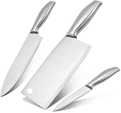 KitchEase 3 Pc Stainless Steel Knife Set German | Paring, Chef, Butcher for Vegetable, Meat Chopping, Cutting For Kitchen