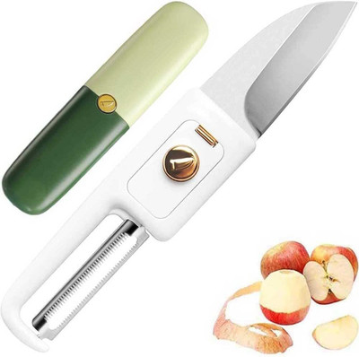 Atipriya 2 IN 1 Stainless Steel Sharp Smooth Vegetable Fruit Peelers 2 Multi-utility Knife(Multicolor)