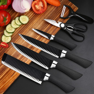 Olsic 6 Pc Stainless Steel Knife Set Household Chef Knife Cutting Fruit Gift Set Ergonomic Non-Slip Handle Set of 6