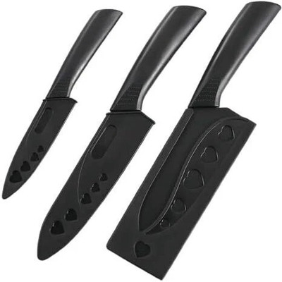 Yaadgar 3 Pc Stainless Steel Knife Set with Ergonomic Handle for Home Kitchen and Restaurant (Dark)