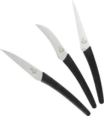 Jaity 3 Pc Stainless Steel, Plastic Knife Set Carving Knife Set Vegetable & Fruit Cutting Knife Set of 3 Black