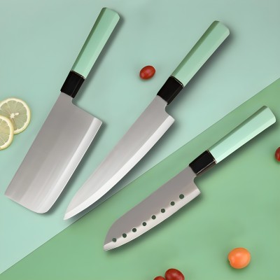 Wizbiz 3 Pc Stainless Steel Knife Set Japanese Chef Kitchen Knives Santoku Nakiri Deba Knife