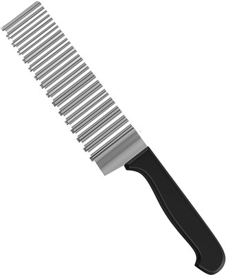 Fulkiza 1 Pc Stainless Steel Knife Crinkle Cut Knife, Potato and Vegetable Cutter, Stainless Steel(Black,Pack of 1)