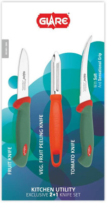 Glare 3 Pc Steel Knife Set Glare Kitchen Utility Knife 3 Pcs-GA-129 (Multicolor)