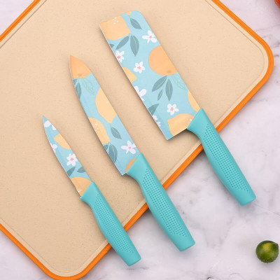 AXU TRADERS 3 Pc Stainless Steel Knife Set F524-Printed Knife Set of 3