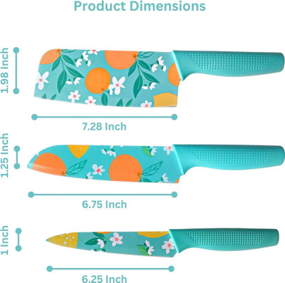 THUNDERFIT 3 Pc Stainless Steel Knife Set High Carbon SS Ultra Sharp Butcher, Meat, Pairing, Vegetable Knife for Kitchen
