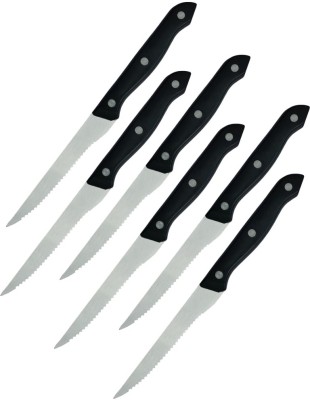 zunsy 6 Pc Stainless Steel Knife Set Steak Knife Ergonomic Handle Serrated Knife For Restaurant Kitchen(Black, 6 Pcs)