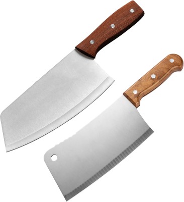 Woodtula 2 Pc Stainless Steel Knife Set Meat Cleaver Steel Chopper Knife Multipurpose Chinese Chef Knife (Steel, 2 Pcs)