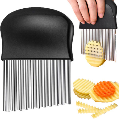 FOROLY Crinkle Cutter, Steel French Fry and Vegetable Slicer Potato Slicer(1 chopper)