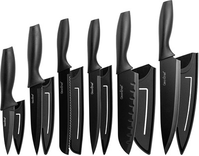Greenchef 6 Pc Stainless Steel Knife Set Elite Edge Carbon
