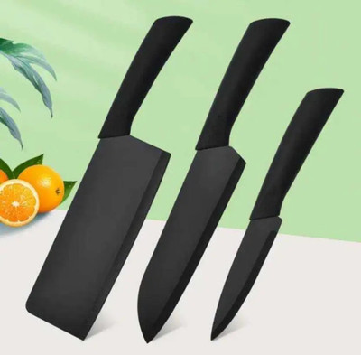 GJWORLD 3 Pc Stainless Steel Knife Set Printed SS Ultra Sharp Butcher, Meat, Pairing, Vegetable for Kitchen
