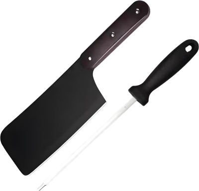 Wizbiz 2 Pc Stainless Steel Knife Chef Cleaver Butcher Kitchen Knife With Sharpener Boning Fish Fruit Vegetables