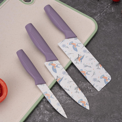 BUYGSM 3 Pc Stainless Steel Knife Set 3 Pc Stainless Steel KitchenSet | Sharp Chef Knife Paring Knife
