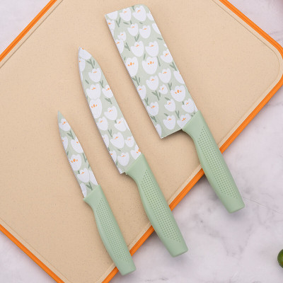 Tazomi 3 Pc Stainless Steel Knife Set Printed SS Ultra Sharp Butcher, Meat, Pairing, Vegetable Knife for Kitchen