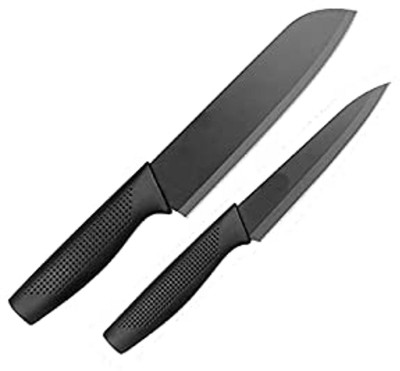 ARQIVO 2 Pc Carbon Steel, Plastic Knife Set Stainless Steel Kitchen Knife Set,Chef's Knife with Paring Knife Black,Pack of 2