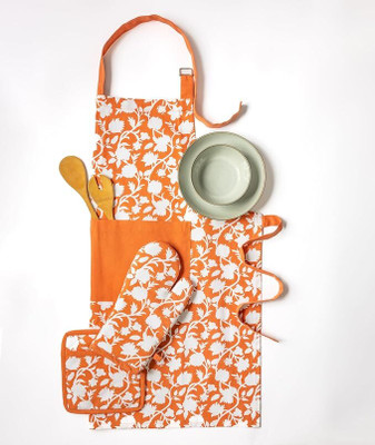 Pixel Home Orange, Multicolor Cotton Kitchen Linen Set(Pack of 1)