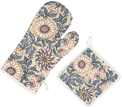Go Texstylers Beige Cotton Kitchen Linen Set(Pack of 2)