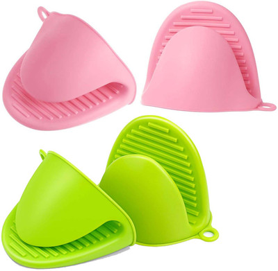 Kitchwish Pink, Green Silicon Kitchen Linen Set(Pack of 2)