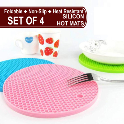 UBAA Round Pack of 4 Table Placemat(Multicolor, Silicone)