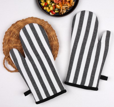 Peperhomia Black, White Cotton Kitchen Linen Set(Pack of 2)