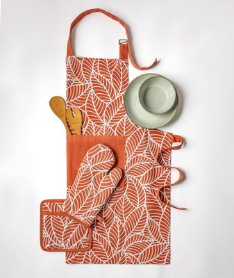 Pixel Home Orange Cotton Kitchen Linen Set(Pack of 1)