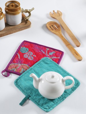 RATAN CART Blue, Pink Cotton Kitchen Linen Set(Pack of 2)