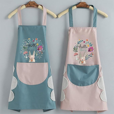 OASIS Cotton Home Use Apron - Free Size(Blue, Pink, Pack of 2)