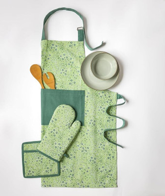 Pixel Home Green Cotton Kitchen Linen Set(Pack of 1)