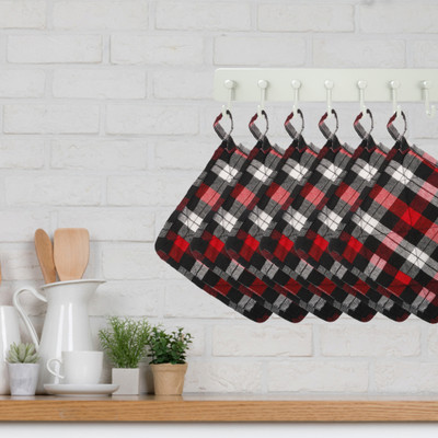 E-Retailer Red Cotton Kitchen Linen Set(Pack of 6)