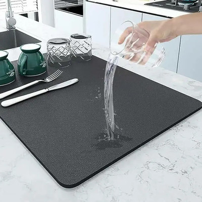 HANDKMART Rubber, Polyester Kitchen Mat(Grey, Free)