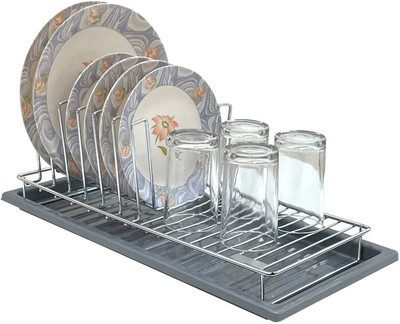 SMART SLIDE Utensil Kitchen Rack Steel, Plastic Multipurpose Kitchen Plate Stand Thali Stand Dish Stand Drainer Rack