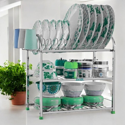 AVAIL Utensil Kitchen Rack Steel SpaceSaver Dish Drying Rack/Premium 3-Tier Drainer Stand