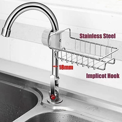 romj Dish Drainer Kitchen Rack Steel Soap DIsh Stainless Steel Sink Caddy Organizer,Tap Organiser Clip Storage