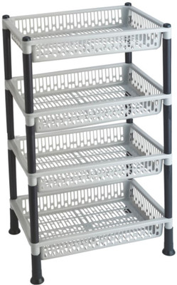 FABLE Fruits/Vegetables Kitchen Rack Plastic 4 Tyre Multipurpose Basket Stand Rack for Fruit and Vegetable