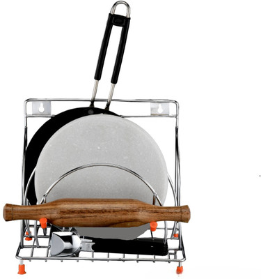 Standify Chakla/Belan Kitchen Rack Steel Stainless Steel Chakla Belan Tawa Stand Holder