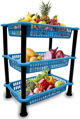 KD CREATION primum Plastic 3 layar Basket for Kitchen Use Fruits/Vegetables Plastic Kitchen Trolley(Pre-assembled)