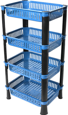 Pulsbery 4 Layer Multipurpose Storage Organizer Basket Rack For Kitchen Plastic Kitchen Trolley(DIY(Do-It-Yourself))