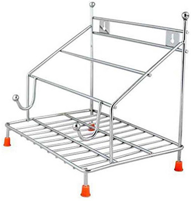 Samayra Chakla/Belan Kitchen Rack Steel 4 in 1 Stainless Steel Chakla Belan Tawa Chimta Lighter (Only Stand Holder) KR29